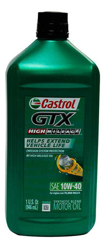 Aceite De Motor. Gtx High Mileage 10w-40, 1qt Us Castrol