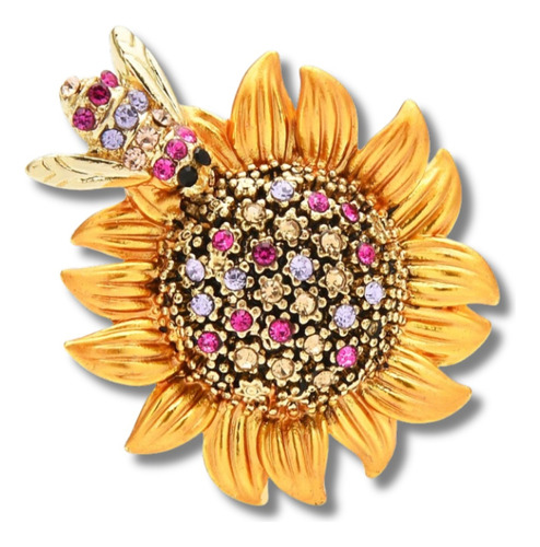 Broches Prendedor Abeja Y Girasol Diamantes Imitacion Mujer