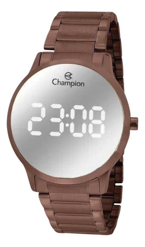 Relógio Feminino Champion Digital Espelhado Ch40142o Marrom