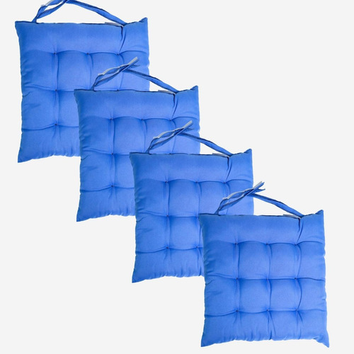 Kit 4 Assentos Almofadas Cadeira Banco Macia Bonita 40x40cm Cor Azul-turquesa-4pc