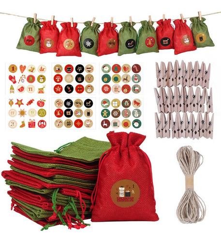 Aplicable A 24 Bolsas Arpillera Costales Navidad Dulces