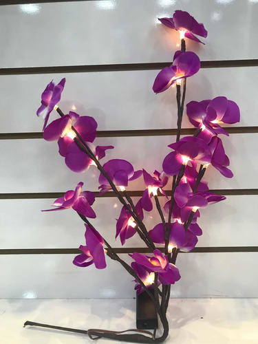 Pisca Ramo De Orquídeas Roxas Com 20 Leds Branco Quente | Frete grátis