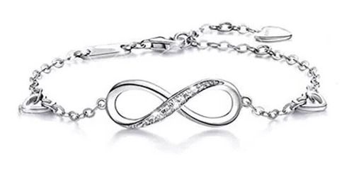 Hermosa Pulsera Mujer Símbolo Infinito Plata 925 Y Zircones