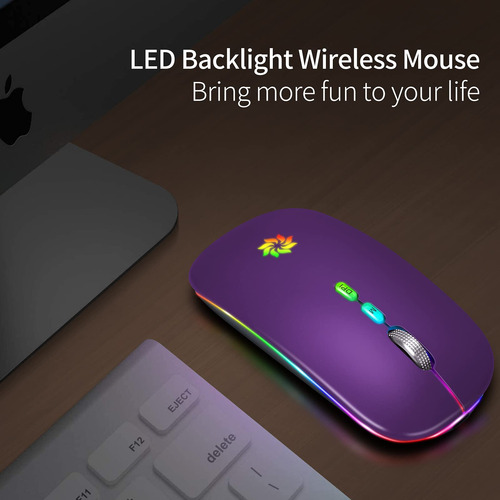 Wireless Mouse Kbcase Led Slim Silent 2.4g Rechargeable