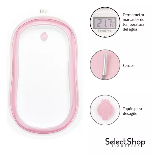 Tina Bañera Para Bebe Plegable con Termometro Viaje Portatil