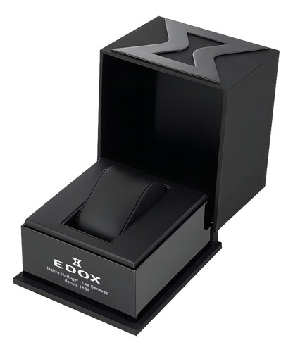 Reloj De Pulsera Edox 10113-37rnca-nir De Cuerpo Color Plateado, Analógico, Para Hombre, Fondo Negro, Con Correa De Caucho Color Negro, Dial Negro, Bisel Color Oro Rosa Y Hebilla Simple