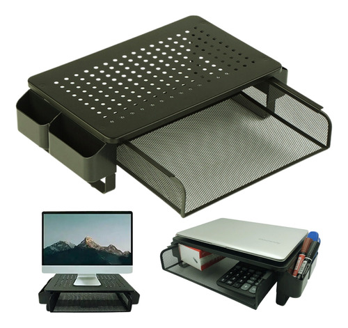 Base Soporte Metálico Monitor Pc Notebook Cajón Organizador 