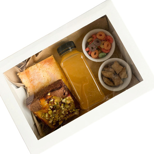 Caja Para Desayuno Mediana Blanca C/visor X 20 U.