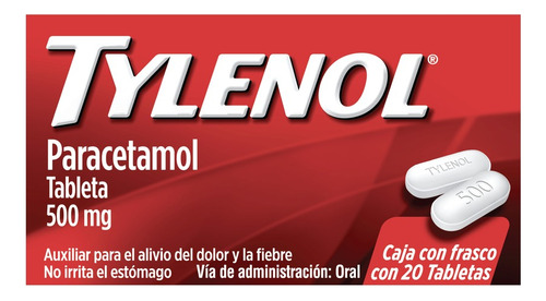 Analgesico Tylenol Paracetamol Tabletas X20 500 Mg