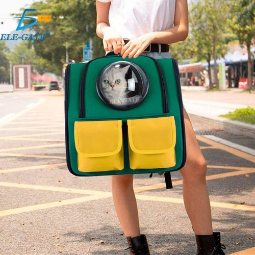 Bolsa Mochila Transportadora Perro Gato Portátil Viaje Ajustable Ergonomica Color Verde