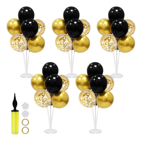 Conjunto De Soporte Globos Oro Y Negro, Centros De Mesa...