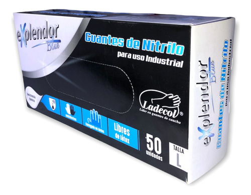 Guante Nitrilo Explendor Blue Uso Ind Caja X50 Talla M Y L. 