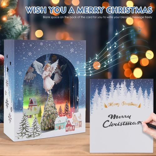 Tarjetas De Navidad Yinghezu 3d Pop Up Con Luces Y Música An