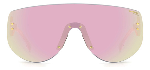 Lentes Sol Carrera Flaglab 12 Special Edition Mujer 99mm Lente Rosa/amarillo Flash Varilla Negro/rosa Armazón Shiny Black/yellow Pink Flash 000/0j Diseño Iconic Shield