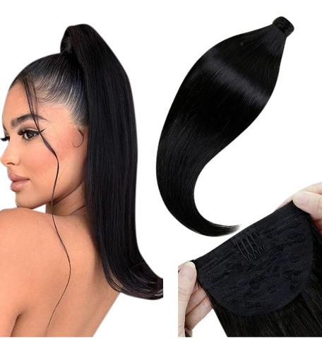 Laavoo Extensiones De Cabello Humano Negro Para Cola De Caba