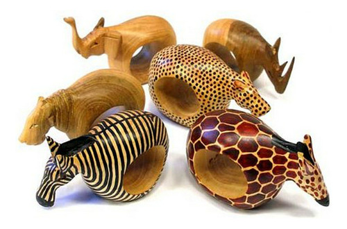 Anillos Para Servilletas   Mahogany Wood Animal Napkin Rings