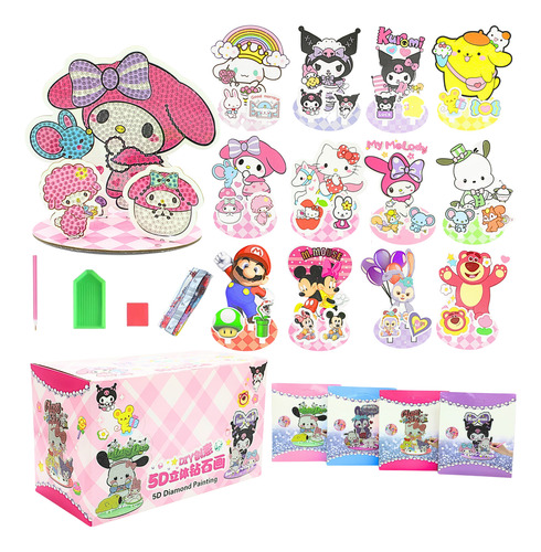 12pzs Pintura Diamante 5d Al Azar Hello Kitty Diy Diamond