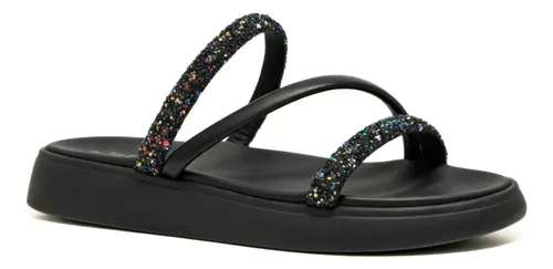 Sandália Feminina Brilho Strass Tendência Moda Original