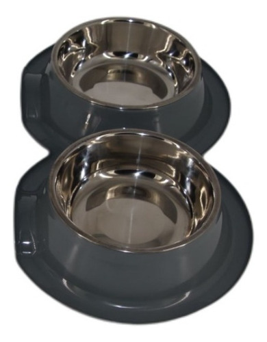 Imagen 3 de 4 de Plato Doble Con Pocillo De Acero Inoxidable