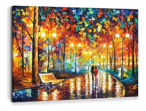 Cuadro L. Afremov Lluvia Pareja Abstracto Canvas Artístico