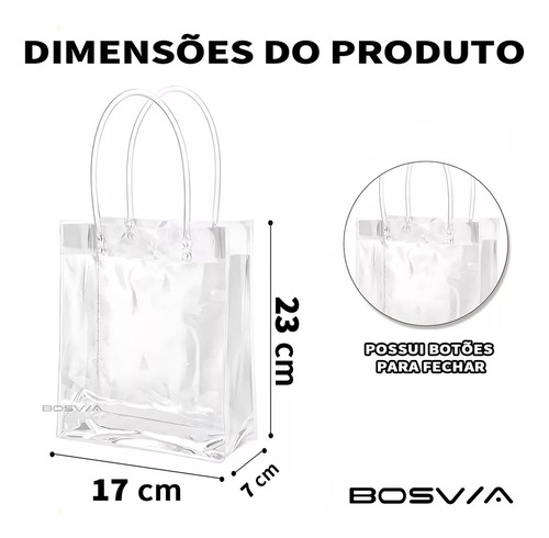 30 Sacolas De Presente Com Alça Transparente Fiestas 17x23x7