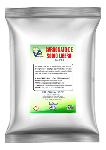 Carbonato De Sodio Ligero 4 Kilos Vitraquim Materia