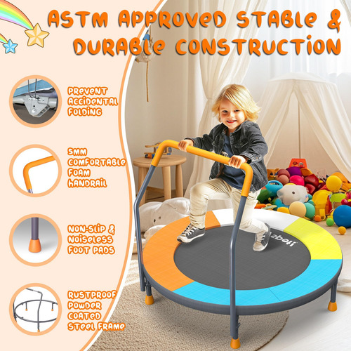 36 Niños Plegables Trampolín Con Barra De Mango Ajustable |