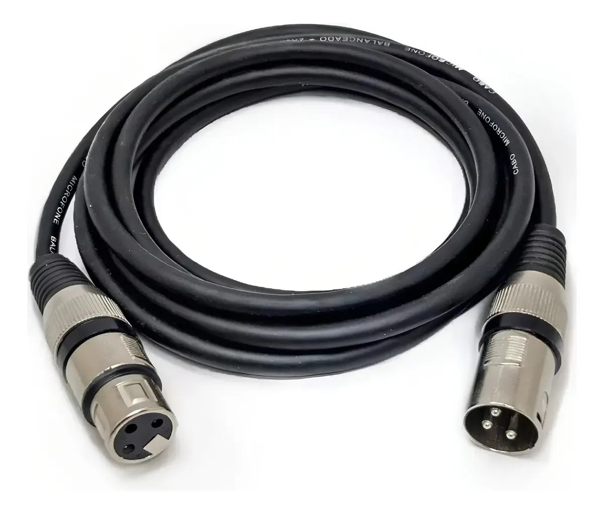 Cabo XLR 3m Profissional para Microfone e Iluminação DMX 3 Pinos