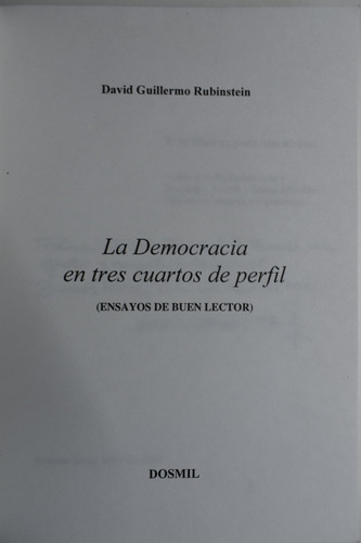 La Democracia En Tres Cuartos De Perfil (ensayos De Buen C82 (Usado)