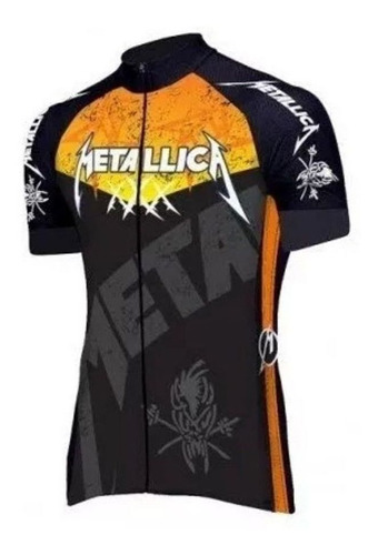 Camisa Ciclismo Metallica Preta Rock