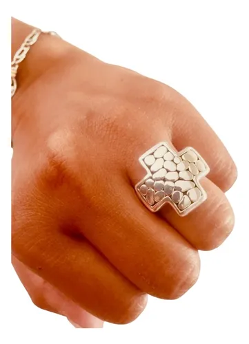 Anillo store cruz plata