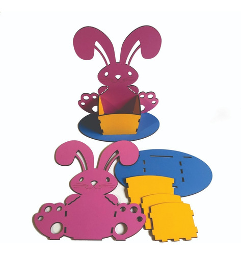 Imagen 3 de 4 de Canasta De Huevos De Pascua Para Armar- Pack De 3 Unidades