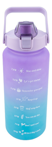 Botella Jumbo Bicolor Degradado Para Agua Con Asa 2 Litros Color Lila con Azul