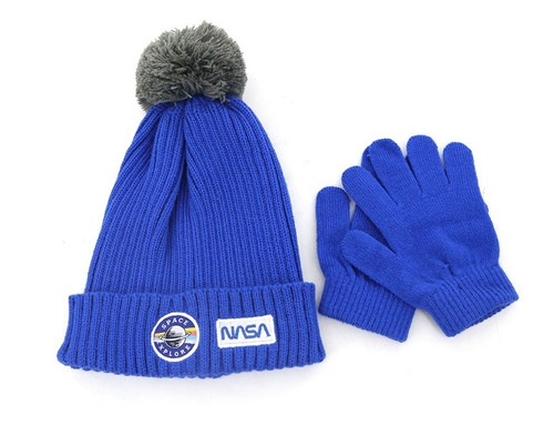 Kit Intantil Nasa Gorro Lana + Guantes Niños Frio Invierno