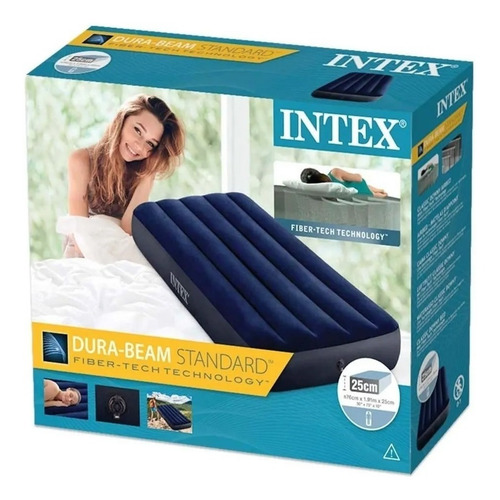 Imagen 2 de 3 de Colchon Inflable Intex 1 Plaza Dura Beam 76x191x25 Cm