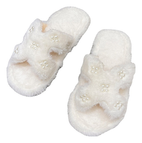 Sandalias De Peluche Pantuflas De Mujer Antideslizante Cómod