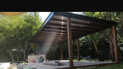Techo Pérgola Hierro Y Madera Policarbonato Cochera Garage