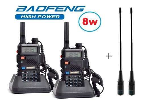 8w  Dos Radios Baofeng Uv-5r * Tri Power + 2 Antena Nagoya