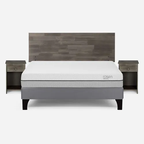 Cama Pratta 2 Plazas Pata Madera Bn + Muebles Tabor Grafito