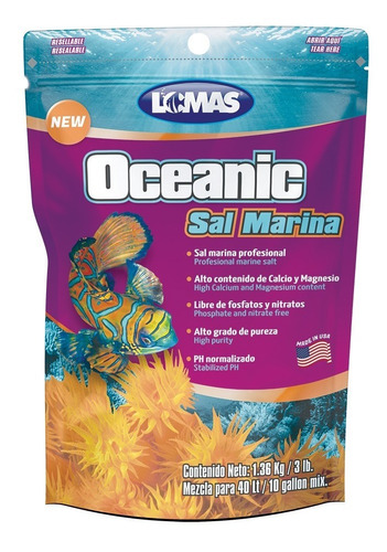 Sal Marina Oceanic Para 10 Galones Acuario Peces