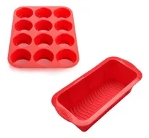 Comprar Set Molde Muffins X12 Magdalenas Cupcakes + Budinera Molde Pan Budin De Silicona Antiadherente Apto Horno Freezer Airfryer Freidora Aire Reposteria Levys Bazar