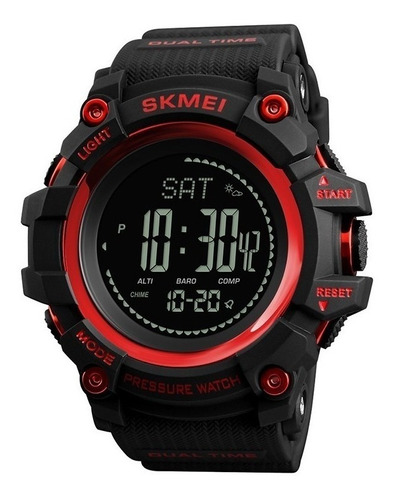 Reloj pulsera digital Skmei 1358 con correa de poliuretano color negro - bisel negro/rojo