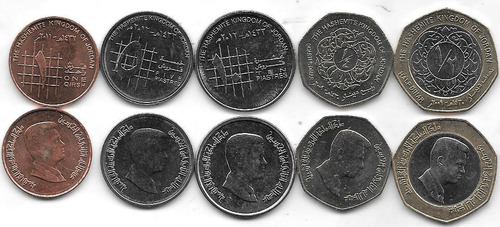 5 Monedas Jordania Año 2009/12 Sin Circular