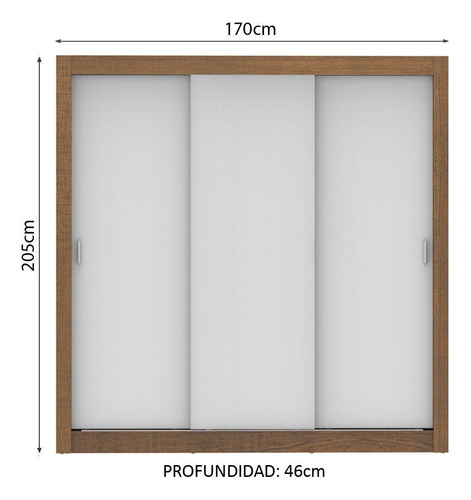 Ropero Closet Madesa Monaco 3 Puertas Corredizas MB Color Marrón/Blanco