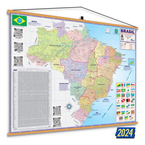Mapa Brasil  Moldura Banner Laminado Gigante 120x90cm