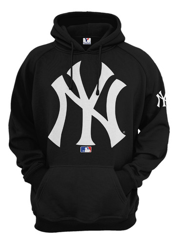 Sudadera Estilo Yankees, Unisex Con Capucha  Negro