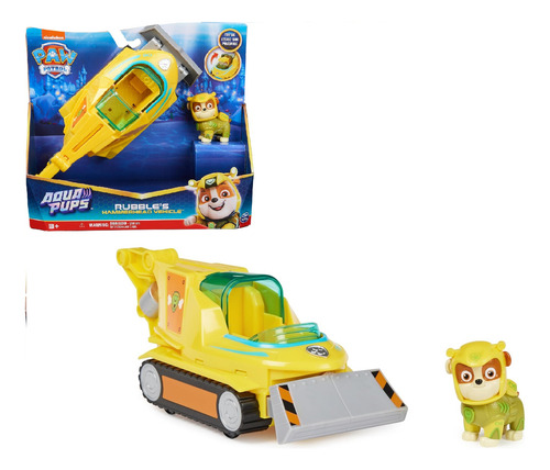 Paw Patrol Rubble Aqua Pup Set Con Vehículo Transformable