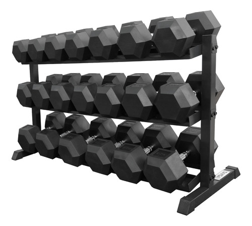 Rack Set C/10 Pares Mancuernas Hexagonales Pvc 55-100 Lbs
