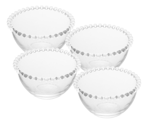 4 Bowls Wolff Pearl De Cristal Incolor 14cm X 8cm