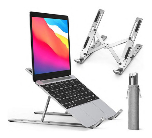 Suporte ajustável para portáteis com 6 posições Laptop Stand Premium Aluminum Suporte Alumínio para Macbook Air Macbook Pro Silver
